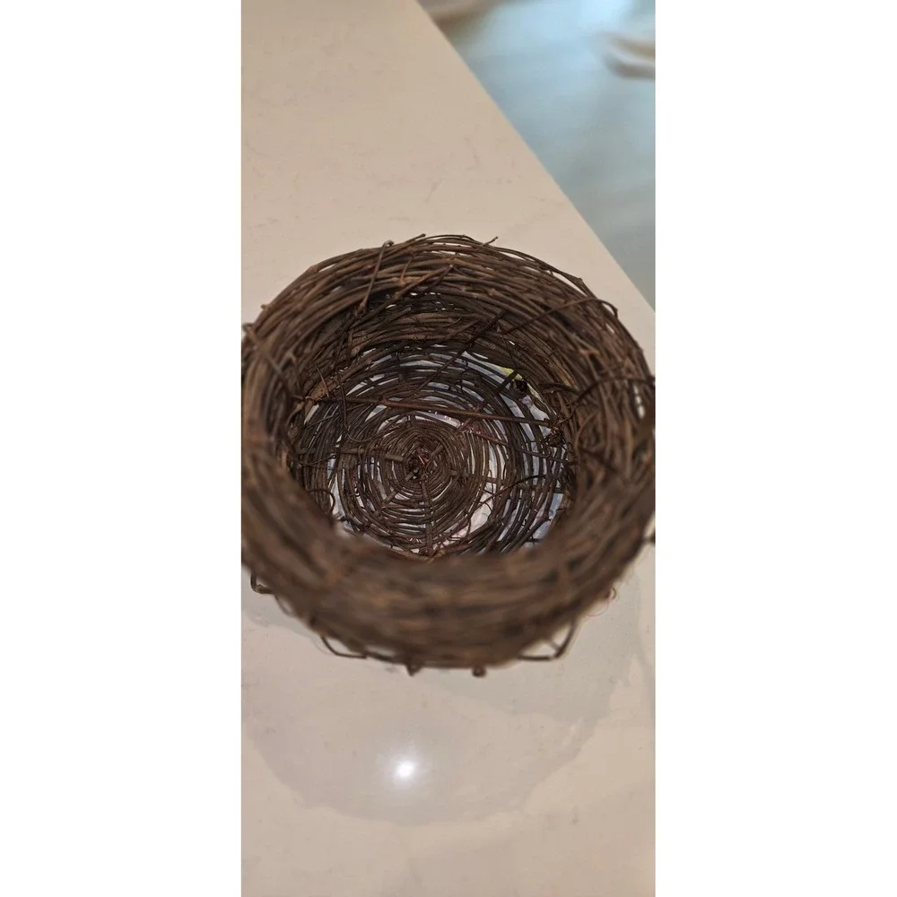 Rustic Grapevine Flower Girl Basket Brown Woven Vine Decorative Nesting Handle